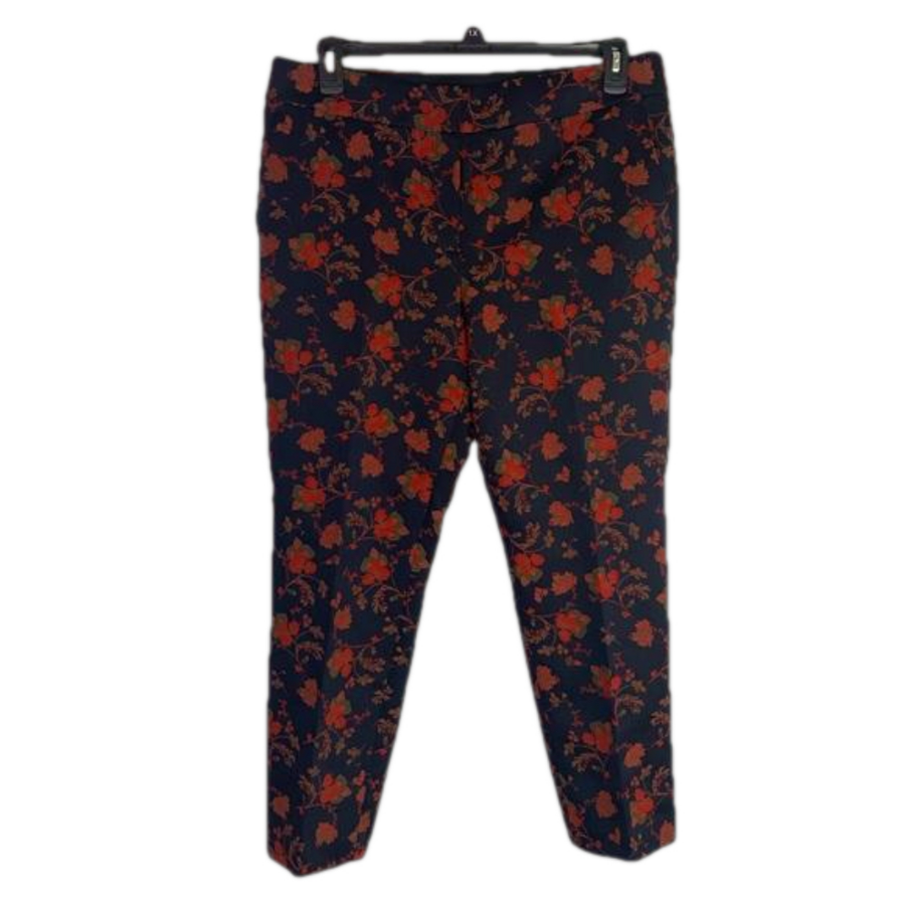 LOFT Black Poppy Red Floral Marisa Pants Fall Winter SKU0152